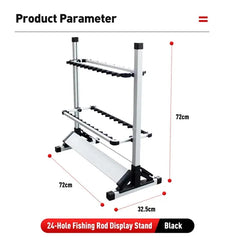 Aluminum Alloy Fishing Rod Rack – 24-Rod Holder Stand Organizer for Fishing Poles