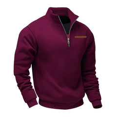 Men’s Heavy Fleece Half-Zip Stand Collar Sweater