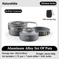 Naturehike Camping Cookware Set – Aluminum Alloy Pot Set for 4–7 People