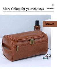 Leather Travel Toiletry Bag – Hanging Dopp Kit for Men & Women