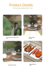 Large Outdoor Stainless Steel Charcoal Grill – Portable Folding BBQ Cooker with Handle, No Installation Needed