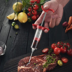 BBQ Meat Injector Syringe – Stainless Steel Marinade Flavor Injector for Turkey, Chicken & Grilling