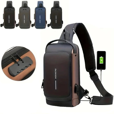 Men’s Anti-Theft USB Crossbody Sling Chest Bag
