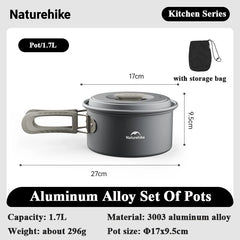 Naturehike Camping Cookware Set – Aluminum Alloy Pot Set for 4–7 People