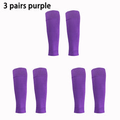 3 Pairs Football Socks with Shin Pad Covers – Men & Women Grip Cutsocks