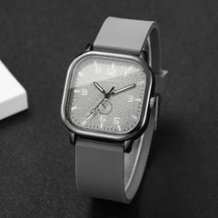 Square Fashion Quartz Watch – Silicone Strap Sports Wristwatch (No Box)