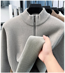 High-Quality Me Half-Zip Sweater – Designer Knit Pullover with Plush Warm Lining & Embroidered Horse Logo