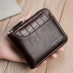 Luxury Men’s Leather RFID Wallet with Zipper & Coin Pocket