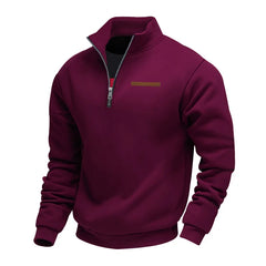 Men’s Heavy Fleece Half-Zip Stand Collar Sweater