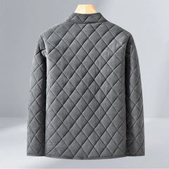 Men’s Winter Windproof Padded Jacket – Thick Fleece-Lined Diamond Quilted Coat