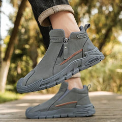 Men’s Casual Labor & Outdoor Climbing Shoes – Zipper, Non-Slip, Wear-Resistant Sneakers
