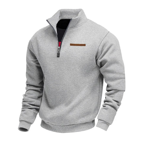 Men’s Heavy Fleece Half-Zip Stand Collar Sweater