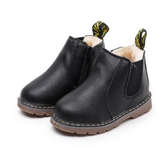 Kids Warm Plush Chelsea Boots – Autumn/Winter Fashion Ankle Boots with Zipper