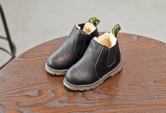 Kids Warm Plush Chelsea Boots – Autumn/Winter Fashion Ankle Boots with Zipper
