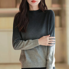 Women’s Gradient Wool Mock Collar Sweater – Thick & Warm