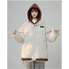 Korean Y2K Letter Patch Padded Jacket – Vintage Harajuku Loose Winter Coat