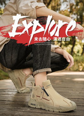 Men’s Casual Labor & Outdoor Climbing Shoes – Zipper, Non-Slip, Wear-Resistant Sneakers