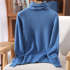 Women’s Mink Cashmere Pullover Sweater – High Collar