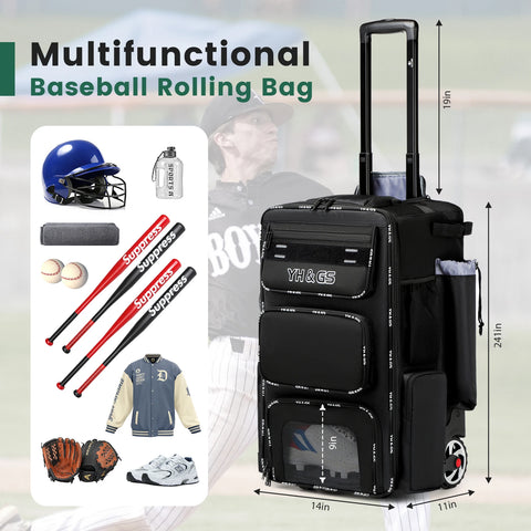 Multifunctional Outdoor Sports Trolley Baseball Bag – Large Capacity, Waterproof
