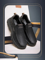 LETCOMFIT Men’s Slip-On Leather Loafers – Anti-Skid All-Season Shoes