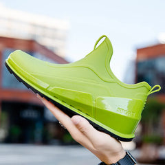 Men’s Waterproof Low-Top Rain Boots – Slip-On Anti-Slip Fishing & Kitchen Shoes