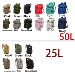 25L/50L Tactical Waterproof Outdoor Backpack – Trekking, Fishing, Hunting, Camping, Hiking