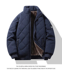 Men’s Stand Collar Windproof Cotton Jacket – Light Business Casual Autumn/Winter Coat