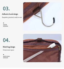 Leather Travel Toiletry Bag – Hanging Dopp Kit for Men & Women