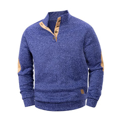 Men’s Henley Stand-Collar Pullover – Casual Long-Sleeve Sweatshirt
