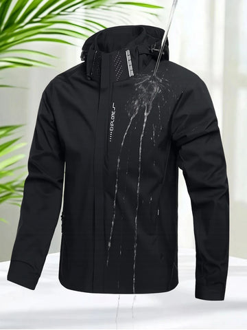 Men’s Waterproof Softshell Windbreaker – Lightweight Jacket with Removable Hood
