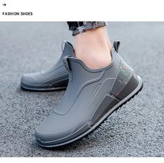 Men’s Waterproof Low-Top Rain Boots – Slip-On Anti-Slip Fishing & Kitchen Shoes