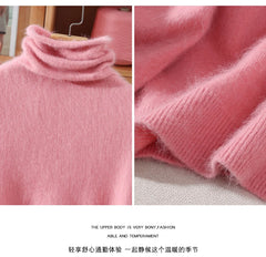 Women’s Mink Cashmere Pullover Sweater – High Collar