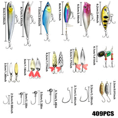 Multi-Lure Fishing Kit with Tackle Box – 83 to 409pcs