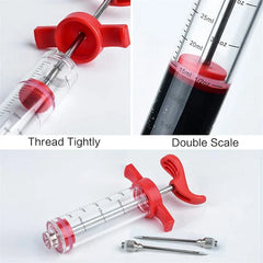 BBQ Meat Injector Syringe – Stainless Steel Marinade Flavor Injector for Turkey, Chicken & Grilling