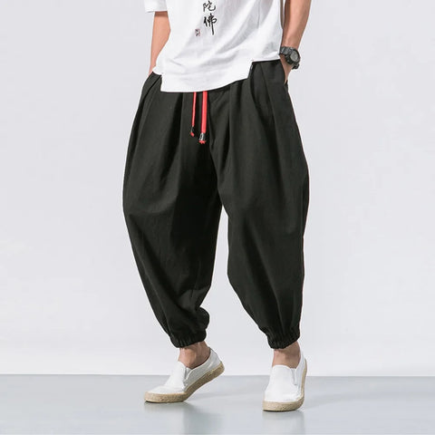 Men’s Oversized Cotton-Linen Harem Pants