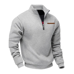 Men’s Heavy Fleece Half-Zip Stand Collar Sweater