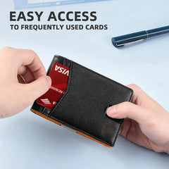 Men’s Slim RFID Leather Wallet – Carbon Fiber Card Holder
