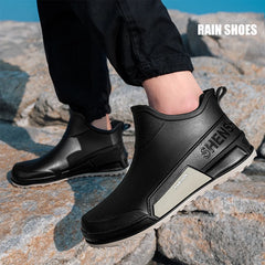 Unisex Short Tube Waterproof Rain Boots – Non-Slip Slip-On Outdoor Rubber Shoes