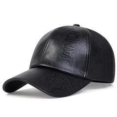 Men’s Vintage Leather Baseball Cap – Retro Cowhide Military Hat