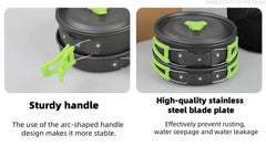 2–3 Person Camping Cookware Set – Folding Pot & Kettle Combination Outdoor Cooking Kit