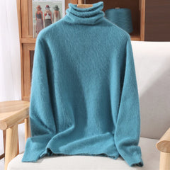 Women’s Mink Cashmere Pullover Sweater – High Collar