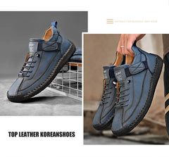 Handmade Men’s Leather Loafers – Breathable Slip-On Casual Moccasins (Plus Size)
