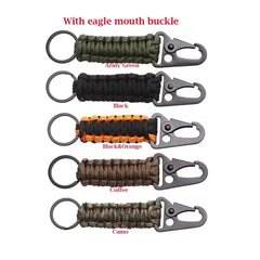 Outdoor Paracord Keychain Carabiner – Survival Kit with Bottle Opener & Rope Tools