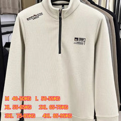 Men’s Vintage Half-Zip Fleece Pullover – Thick Plaid Wool Turtleneck Sweatshirt