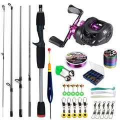 Sougayilang Baitcasting Fishing Rod & Reel Combo Kit – 5-Section Rod with Aluminum Spool Reel for Freshwater Bass Fishing