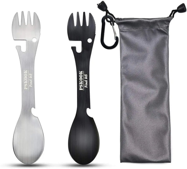 5-in-1 Tactical Spork – Stainless Steel Multi-Tool Camping Utensil