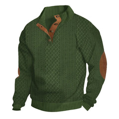 2024 Men’s Jacquard Knit Stand-Collar Sweater – Button-Down Casual European Style