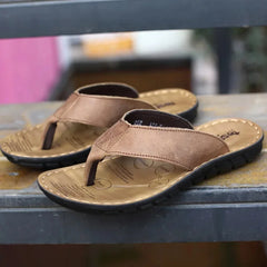 Men’s Summer Leather Slippers – Non-Slip Flip Flops Sandals