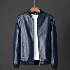 Men’s Black PU Leather Biker Jacket – 2024 Autumn Korean Slim Fit Casual Coat