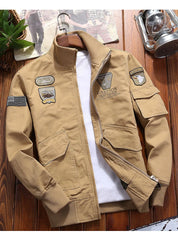 Men’s Outdoor Vintage Cargo Jacket – Embroidered Cotton Windbreaker 2024